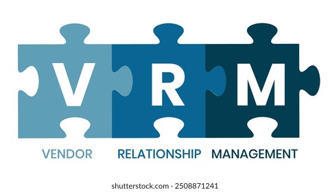 VRM - Vendor Relationship Management. business concept background. Vector illustration for website banner, marketing materials, business presentation, online advertising.