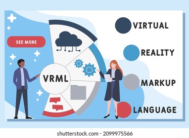 VRML - Virtual Reality Markup Language acronym. business concept background.  vector illustration concept with keywords and icons. lettering illustration with icons for web banner, flyer, landing pag