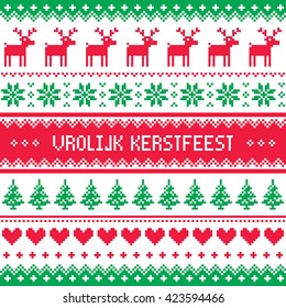 Vrolijk Kerstfeest greetings card - Merry Christmas in Dutch and Flemish 