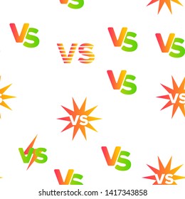 VS Abbreviation, Versus Vector Color Icons Seamless Pattern. VS Phrase In Comic Style Linear Symbols Pack. Letters In Speech Bubble. Confrontation, Fighting And Sports Competition Illustrations