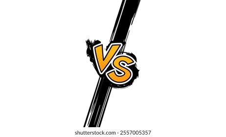 VS alphabet and brush-drawn battle lines_Confrontation_American comic style_letters_16:9
