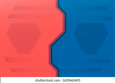 Vs background with futuristic space door. Background for cyber sport competition, fight, game, championship. Player or team versus another. Red and blue color. Vector illustration