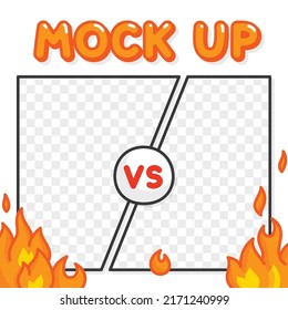 VS battle blank border frame template kawaii doodle cartoon vector