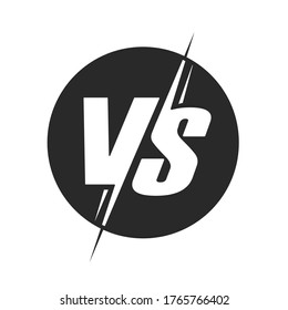 Vs battle contest icon pictogram graphic or versus logo for fight game vector flat cartoon black and white symbol design rounded emblem logotype isolated clipart, comparison challenge simple 