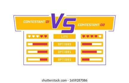 Vs battle headline. Vector infographic concept comparison graph, compare chart illustration. Boxing, martial arts, mma, fighter match vector background template. 