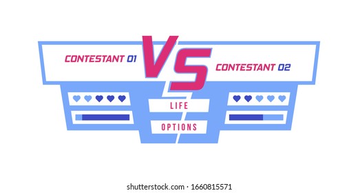 Vs battle headline. Vector infographic concept comparison graph, compare chart illustration. Boxing, martial arts, mma, fighter match vector background template. 