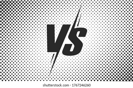 Vs battle match vector or versus fight sport contest black and white poster flat cartoon design background backdrop clipart image