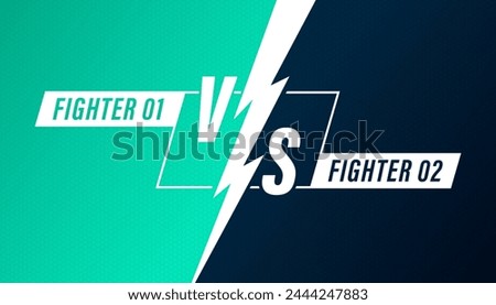 Vs battle title with lightning. Competitions between participants, fighters or teams. Battle vs. title, conflict duel between red and blue teams. Vector illustration
