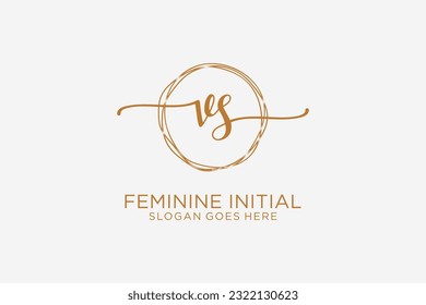 VS beauty monogram and elegant logo design handwriting logo of initial signature, wedding, fashion, floral and botanical with creative template.