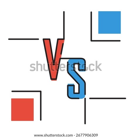 VS black icon. Versus symbol. Confrontation or opposition. VS letters. Vector illustration flat design. Isolated on white background.