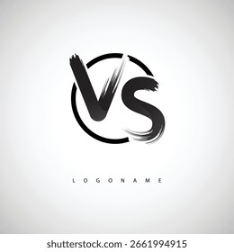 VS Pinselstrich-Logo - Modernes künstlerisches Symbol mit Tintentextur für kreatives Branding und visuelles Identitätsdesign