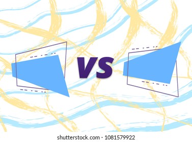 VS card with brush lines background.  Versus screen template. Vector illustration.