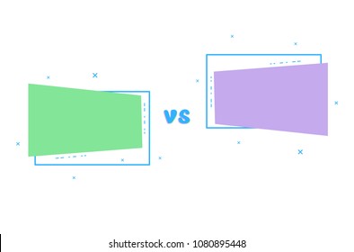 VS card with empty geometric shapes.  Versus screen template. Vector illustration.