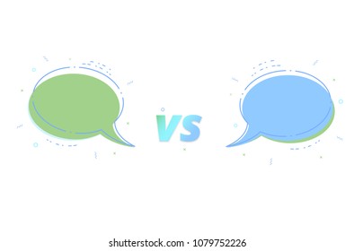 VS card with empty speech bubbles.  Versus screen template. Vector illustration.