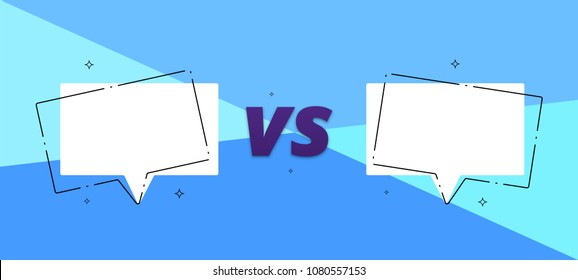 VS card with empty speech bubbles.  Versus screen template. Vector illustration.