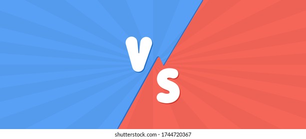 Desafío de VS para combatir los antecedentes de la competencia. Ilustración de confrontación entre dos fuertes rivales en diseño rojo azul vs colorido símbolo duel deportes luchando para ganar la ronda final vectorial.