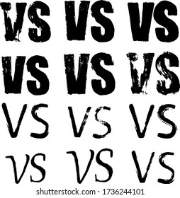 the "vs" character set is displayed in vector graphics. painted by brush