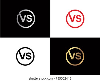 VS Circle Letter Logo Design with RED GOLD BLACK Silver Vector Illustration
