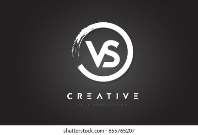 VS Circular Letter Logo with Circle Brush Design and Black Background.
