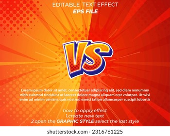 vs comic style text effect, font editable, typography, 3d text. vector template