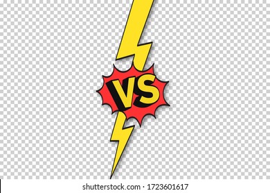 vs comics frame. Versus lightning ray border, fighting duel and fight confrontation . Vs battle challenge, sports team matches conflict isolated cartoon vector background eps 10