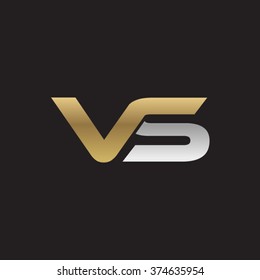 VS company linked letter logo golden silver black background