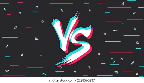 Vs. Confrontation. Battle. Glitch background. Vector illustration