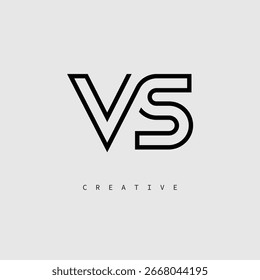 VS Creative Letter Logo - Minimal Line Monogram in Schwarz Umriss für modernes Branding Identity Design.