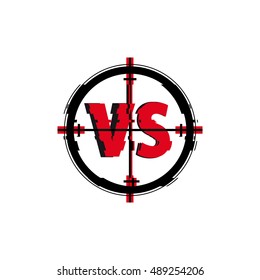 VS with crosshair icon, Symbol competition - vector illustration.