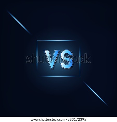 VS Dark Blue Background Versus Letters Fight or Competition with Frame Style Design. Vector illustration