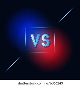 VS Dark Blue and Red Background Versus Letters Fight or Competition with Frame Style Design. Vector illustration