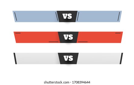VS duel challenge vector illustration set. Versus Board of rivals, with space for text.