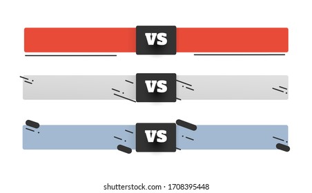 VS duel challenge vector illustration set. Versus Board of rivals, with space for text.