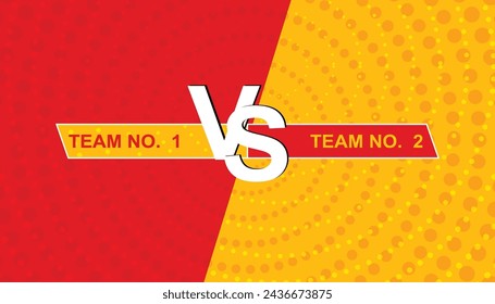 Vs fight, VS Versus yellow and red comic design, combat between the red and yellow teams, Vector illustration