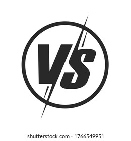 Vs game choice icon logotype or versus logo for sport battle or fight match competition vector flat cartoon black and white circle symbol design rounded emblem logotype isolated clipart