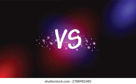 VS glowing light effect background design with bold typography centered between red and blue neon highlights and sparkling particles. Perfect for competitions, debates, gaming battles, product comparisons, and digital projects showcasing rivalry and contrast.