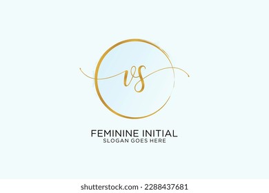 VS handwriting logo with circle template vector signature, wedding, fashion, floral and botanical with creative template.