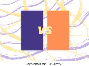 VS horizontal card with brush line background.  Versus screen template. Vector illustration.