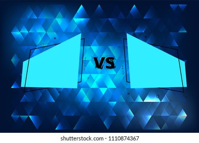 VS horizontal card with geometric shapes. Horizontal versus screen template. Vector illustration.