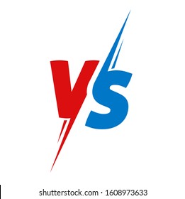 Vs icon logo or versus battle match or sport fight contest game vector flat cartoon red blue color symbol design emblem logotype isolated for competition compare challenge choice sign  