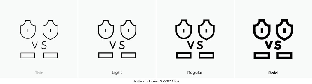 vs icon. Thin, Light Regular And Bold style design isolated on white background