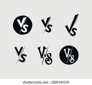 Vs icons versus comparison tag duel sign and tournament battle template vector clipart set