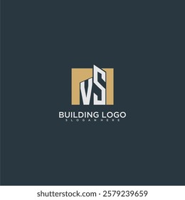 VS initial letter building logo for real estate with square design