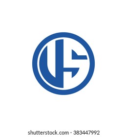 VS initial letters circle business logo blue