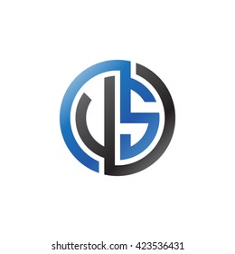 VS initial letters looping linked circle logo blue black