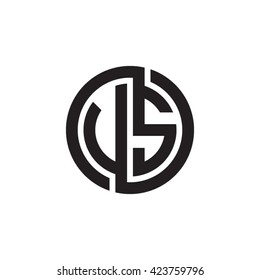 VS initial letters looping linked circle monogram logo
