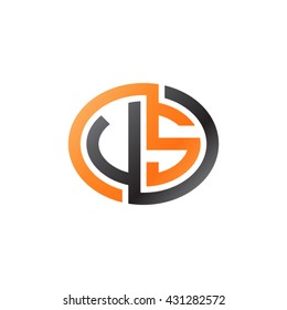 VS initial letters looping linked ellipse logo orange black