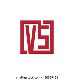 VS initial letters looping linked square logo red