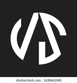 VS Initial Logo design Monogram Isolated on black and white