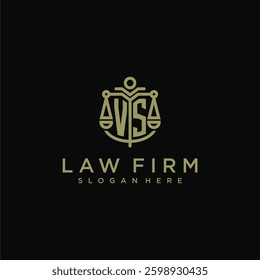 VS initial monogram logo for lawfirm with scale vector design